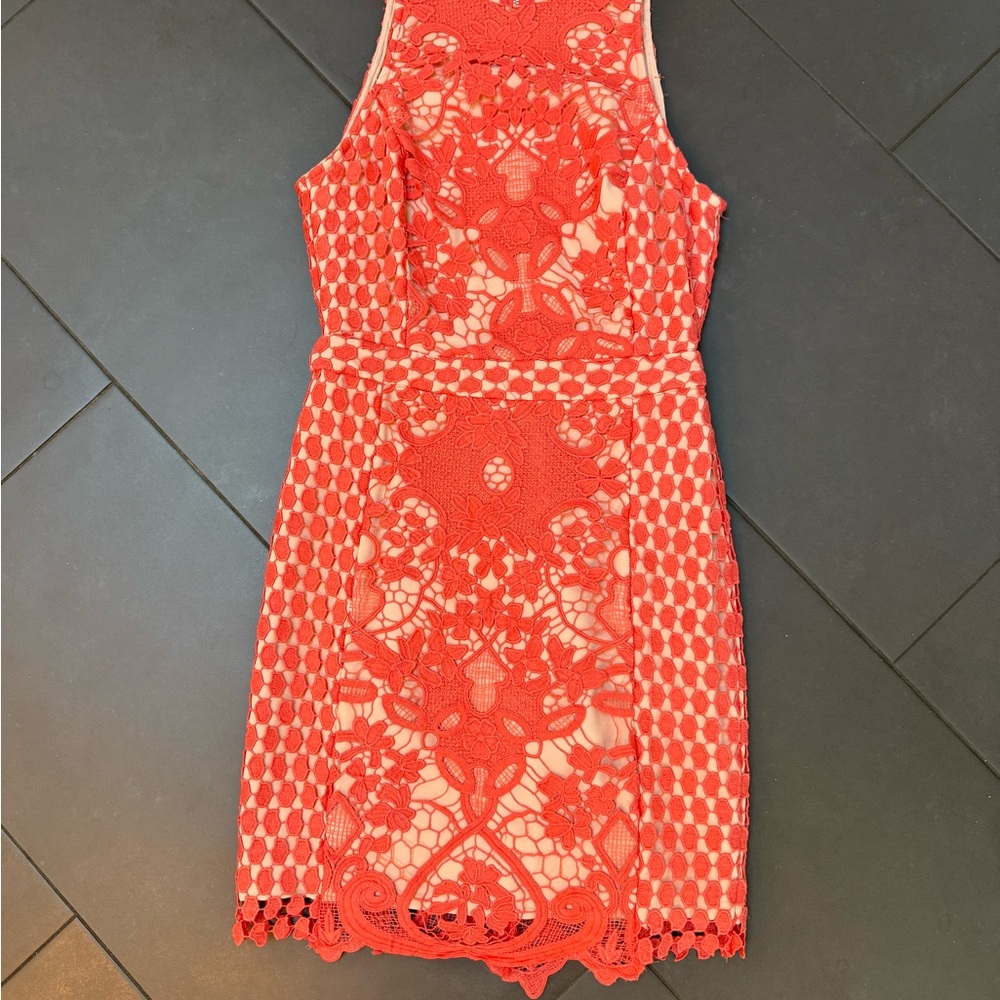Elegant orange Lace Dress